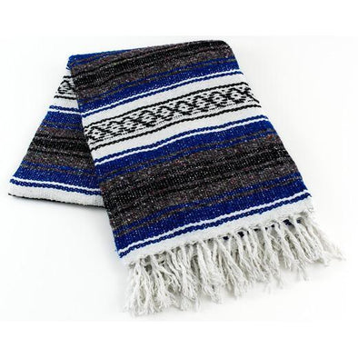 ROYAL BLUE TRADITIONAL MEXICAN YOGA BLANKET 