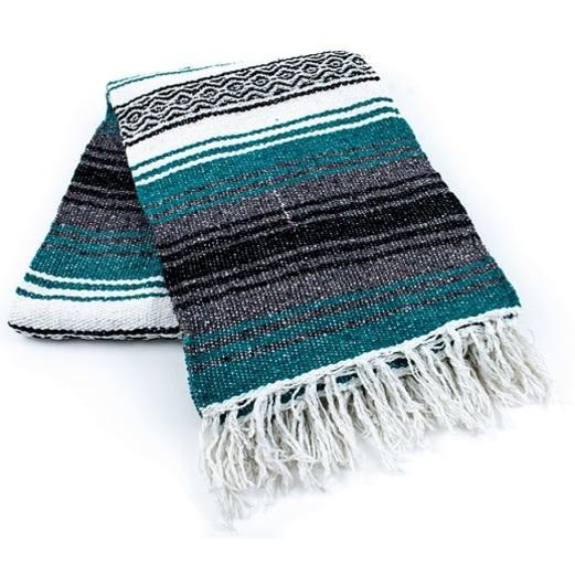 TEAL TRADITIONAL MEXICAN YOGA BLANKET – MexiMart