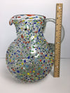 MEXICAN CONFETTI WITH COLOR PEBBLES HANDBLOWN GLASS LARGE PITCHER 160oz 