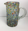 MEXICAN CONFETTI WITH COLOR PEBBLES HANDBLOWN PITCHER GLASS 72oz 