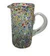 MEXICAN CONFETTI WITH COLOR PEBBLES HANDBLOWN PITCHER GLASS 72oz 