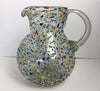 MEXICAN CONFETTI WITH COLOR PEBBLES HANDBLOWN GLASS LARGE PITCHER 160oz 