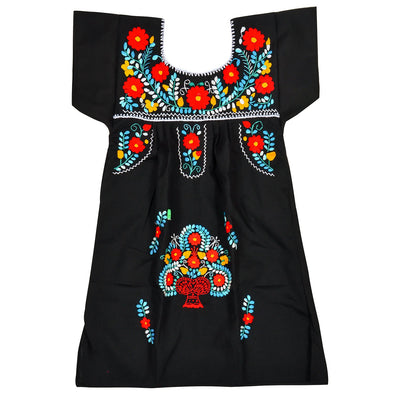 BLACK GIRLS PEASANT HAND EMBROIDERED MEXICAN DRESS 