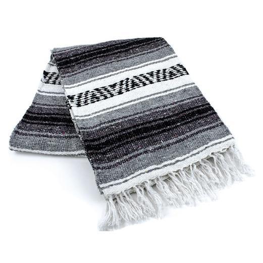 GREY TRADITIONAL MEXICAN YOGA BLANKET 