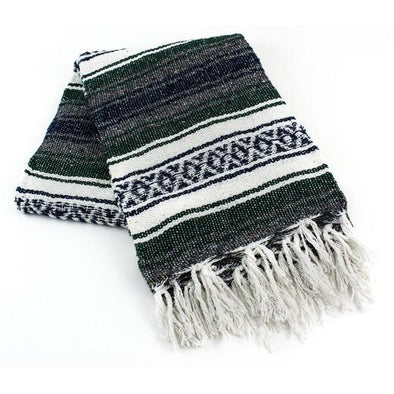 HUNTER GREEN TRADITIONAL MEXICAN YOGA BLANKET 