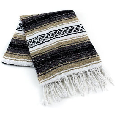 BEIGE TRADITIONAL MEXICAN YOGA BLANKET 