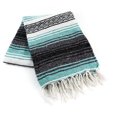 MINT GREEN TRADITIONAL MEXICAN YOGA BLANKET 