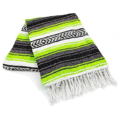 LIME GREEN TRADITIONAL MEXICAN YOGA BLANKET 